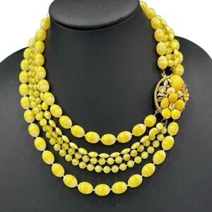 Vtg Selini Layered Costume
Beaded Necklace 7.5"
Lemon Yellow 5 Strand 50’s-60’s